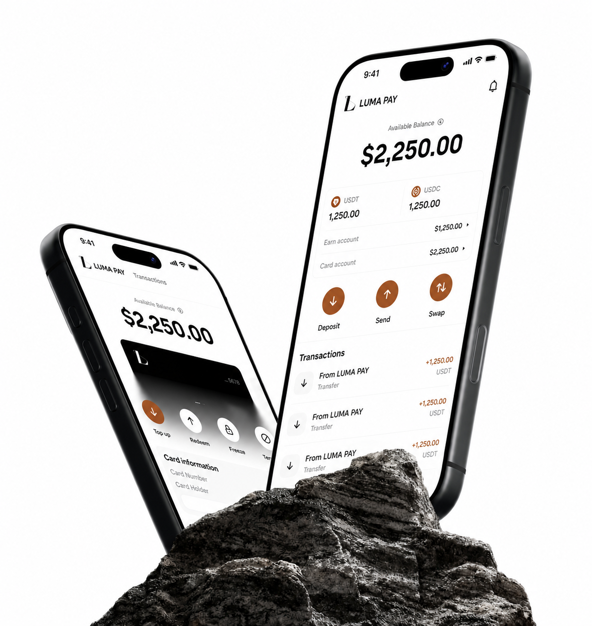 Luma Pay mobile payment app shown on two phones